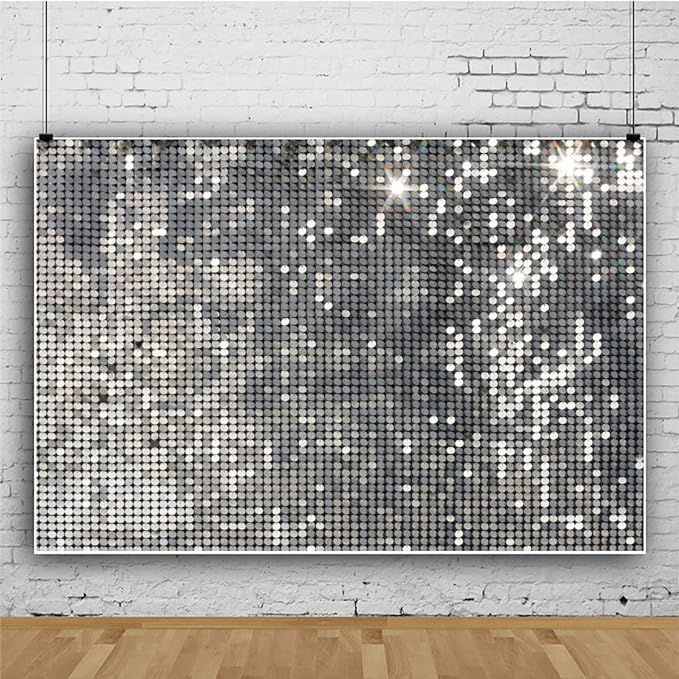 Silver Coin Print (cloth) sequin backdrop wall