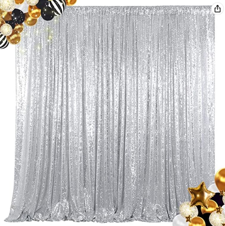 Silver sequin backdrop wall