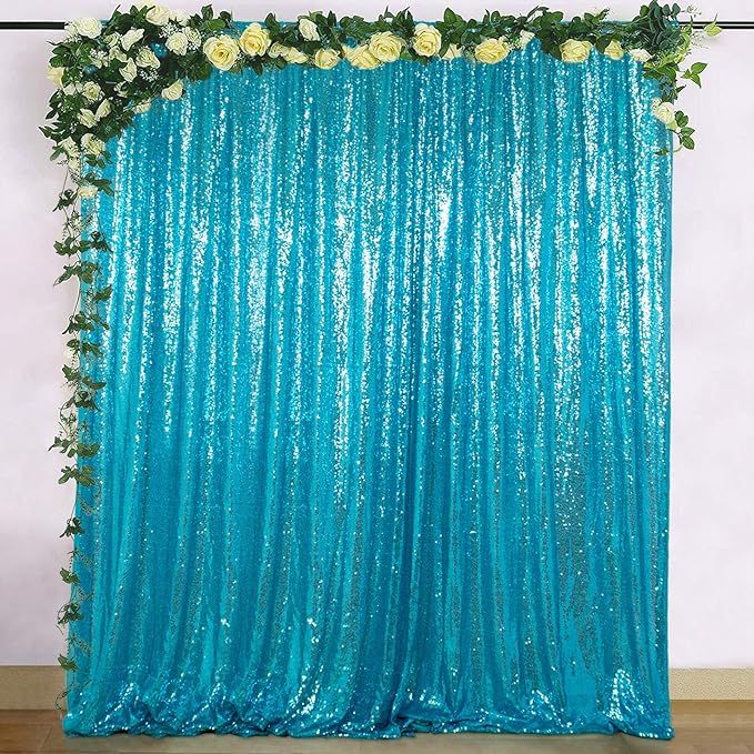 Turquoise sequin backdrop wall