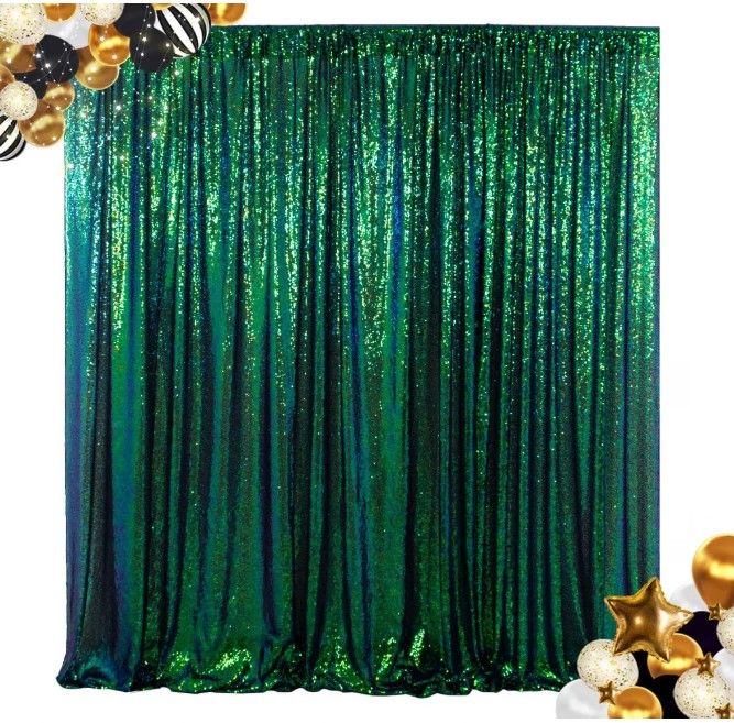Iridescent Green sequin backdrop wall