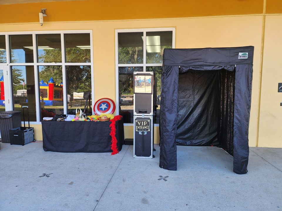 Superhero-themed event venue entrance