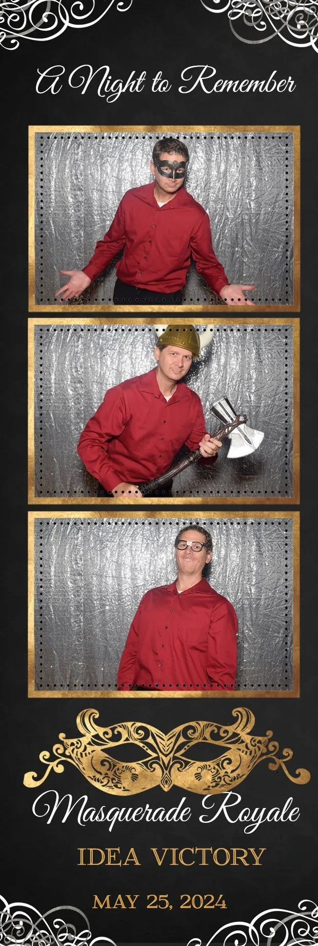 Printed DSLR photo strip from the Masquerade Royale gala