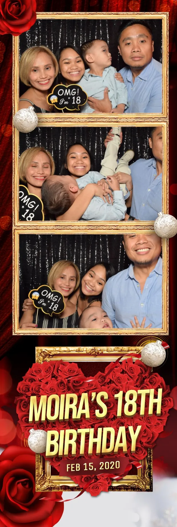 Printed DSLR photo strip from Moira's 18th birthday party