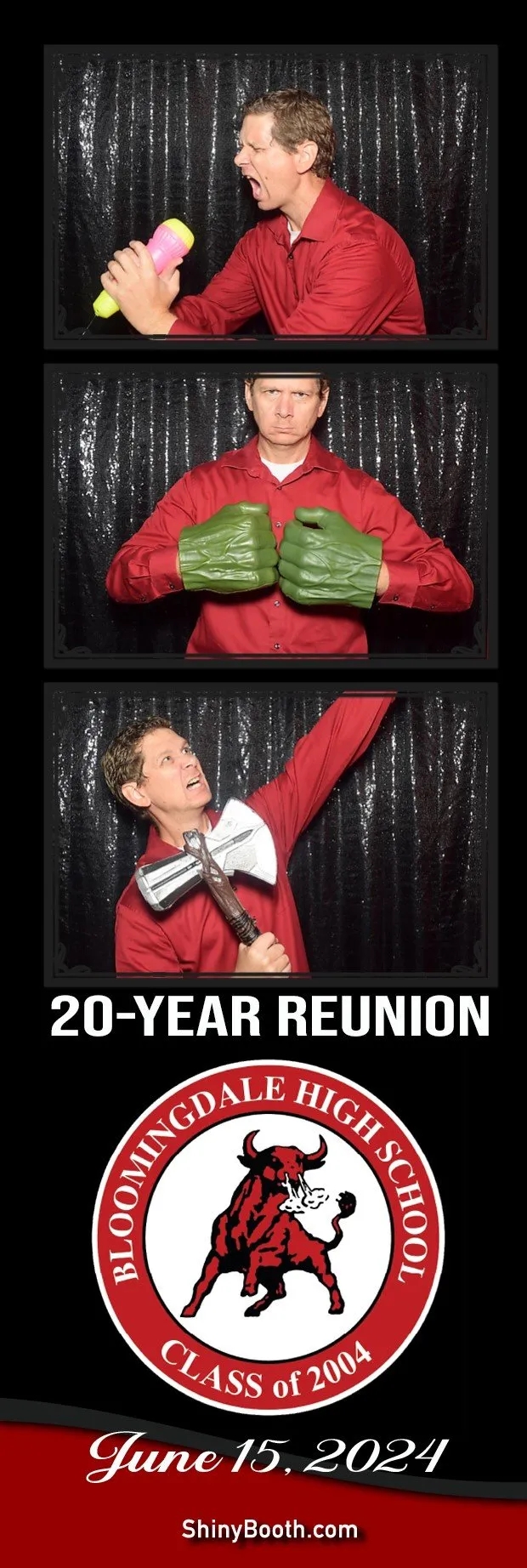Printed DSLR photo strip from a class reunion party