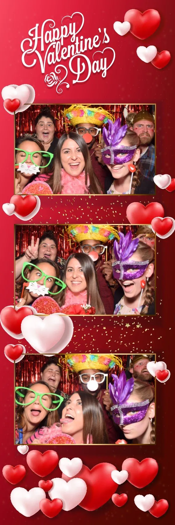 Printed DSLR photo strip from a Happy Valentine's party